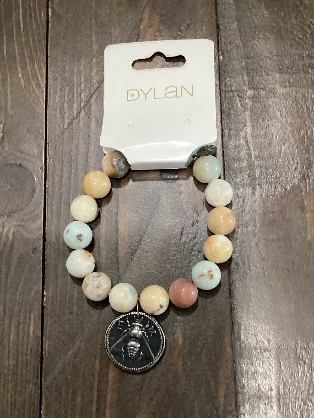 dylan‎ Pastel Stone Bead Bracelet with Bee Medallion